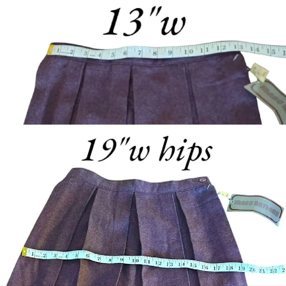 NWT Marc Anthony VTG 70s Purple High Rise Pleated Wool Midi Skirt Sz 12 *Small